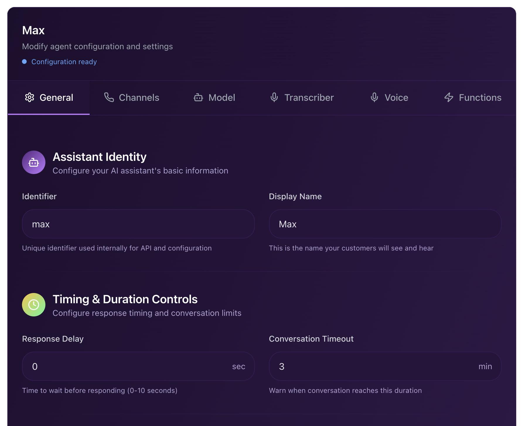 Pinecall Agent Builder Interface